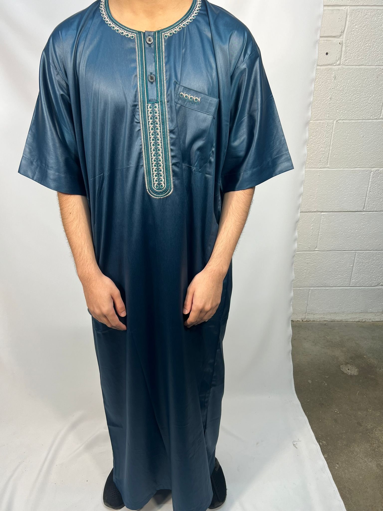 Blue Moroccan Short Sleeve Thobe